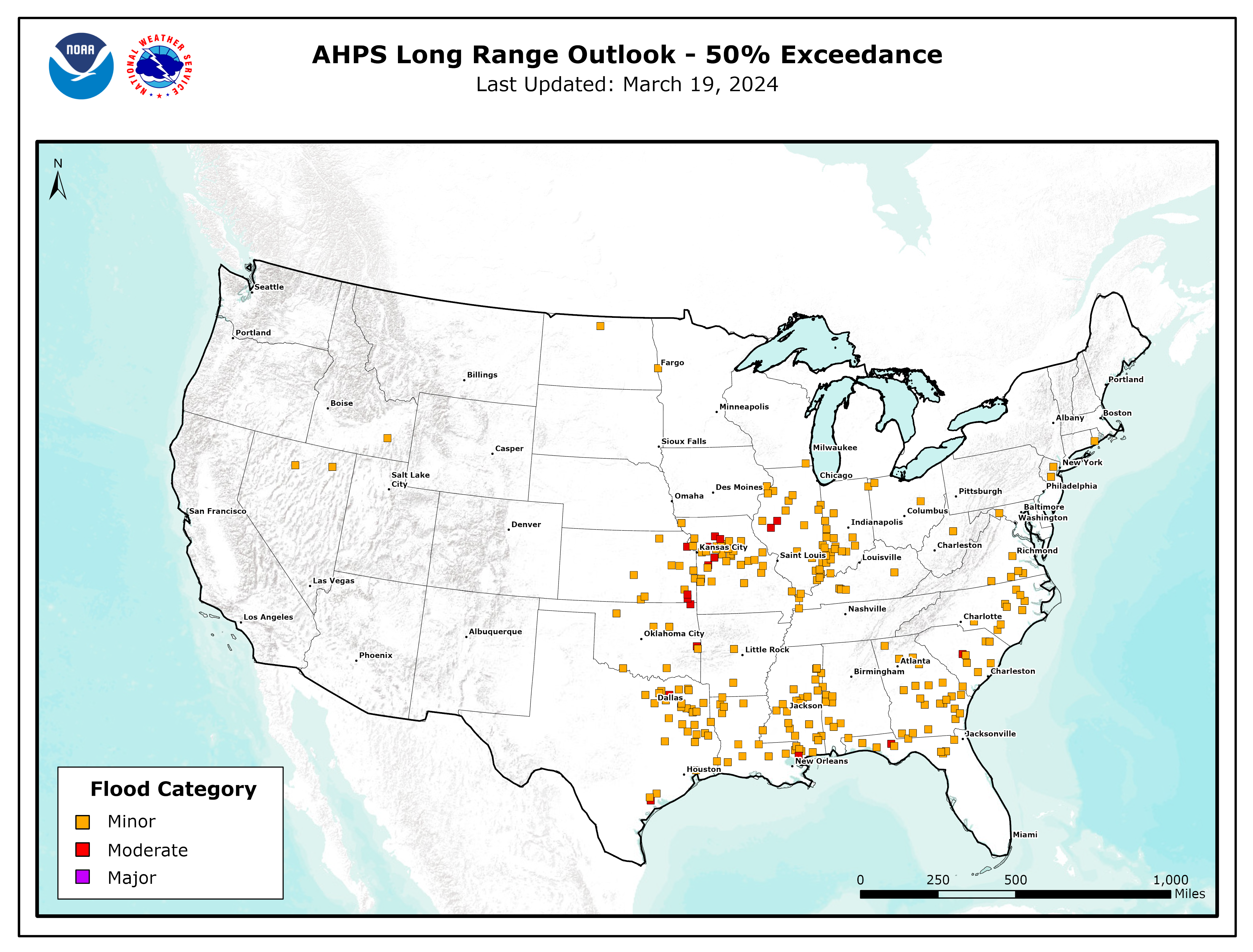 2024 Greater than 50% chance of exceeding flood categories