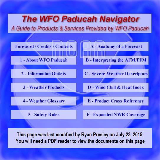 The WFO Paducah Navigator.  Click on a hotspot to view a particular chapter or appendix.  Alternate text links are provided below this image.