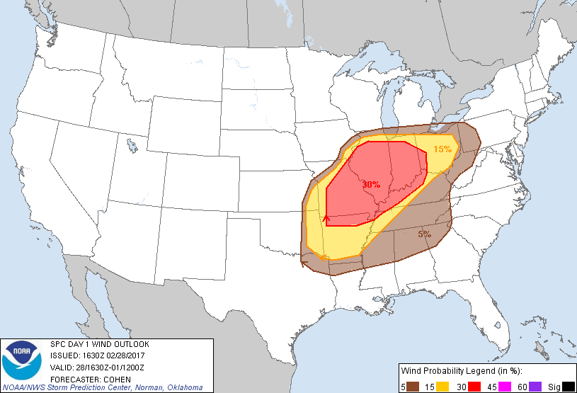 SPC Day 1 Wind Outlook