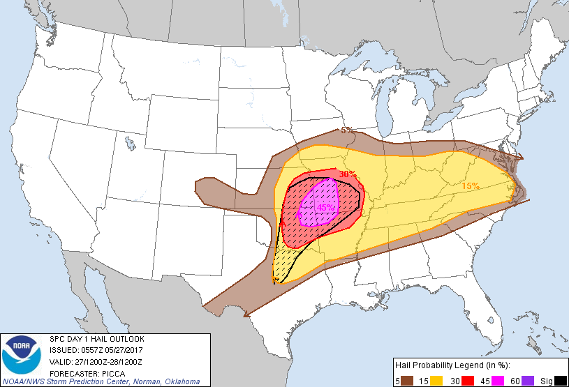 SPC Day 1 Hail Outlook