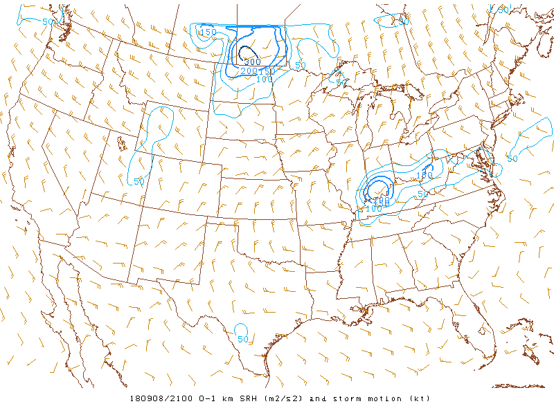Storm relative helicity (1 km)