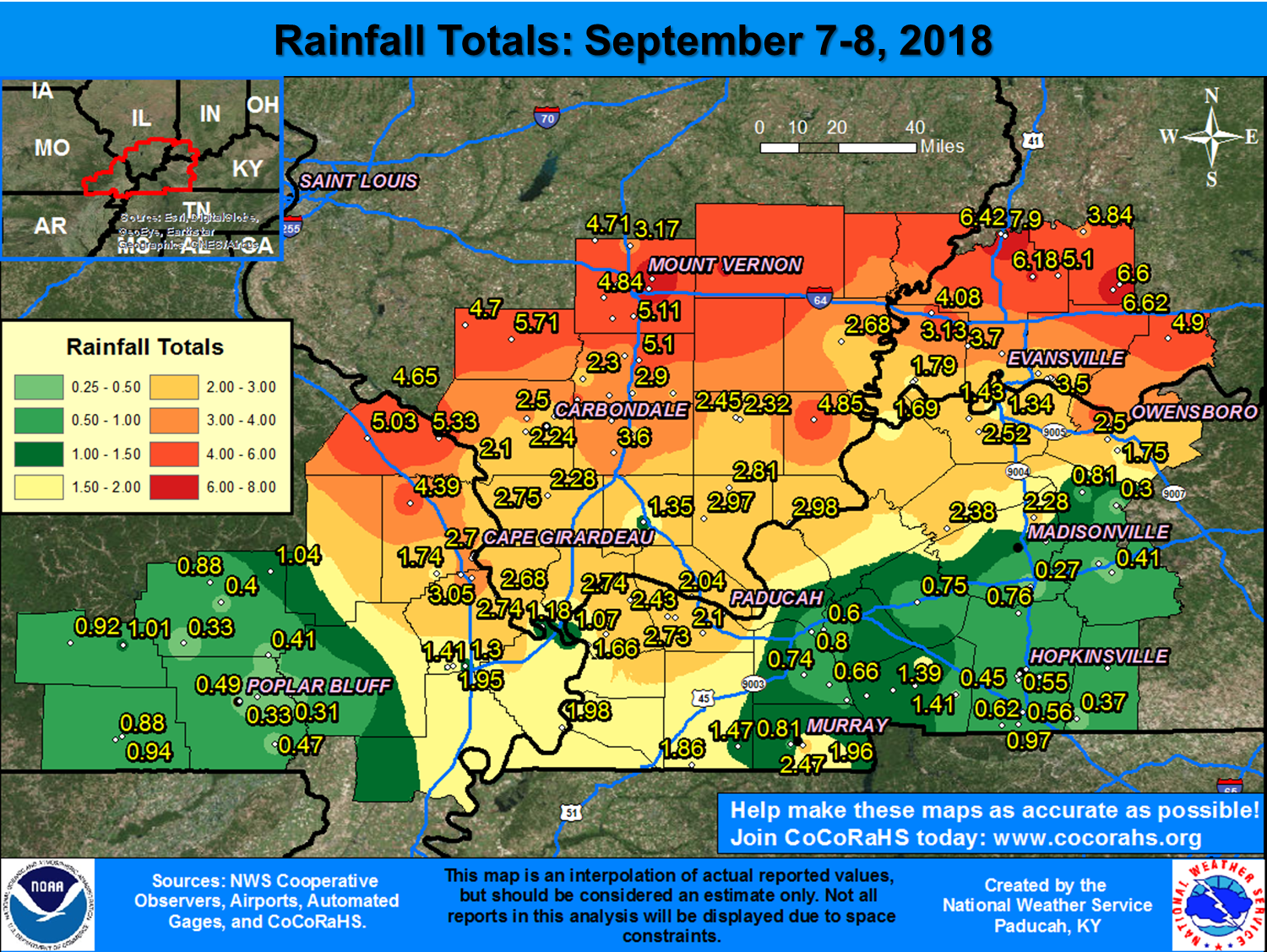 Rainfall map for remnants of Harvey