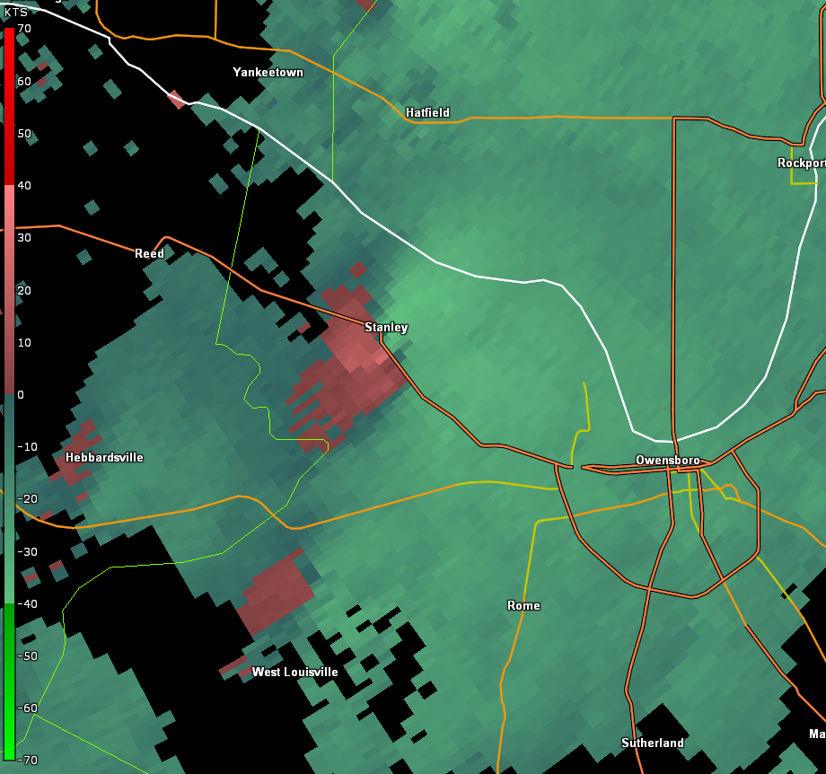 Radar Image of rotation at Stanley, KY