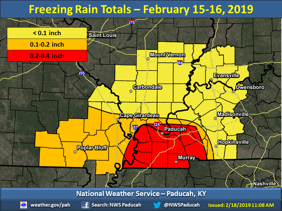 Ice accumulation map for Feb. 15