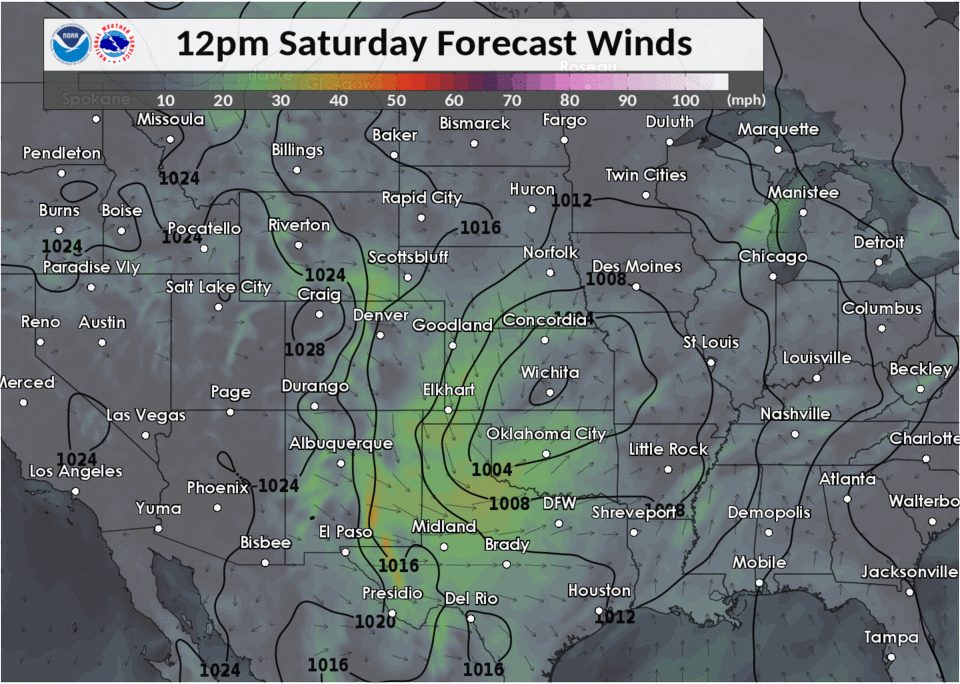 Surface low pressure maps for Feb. 23-24