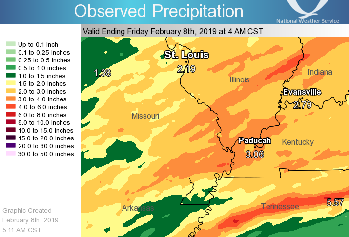 Storm-total rainfall map for Feb. 5-7