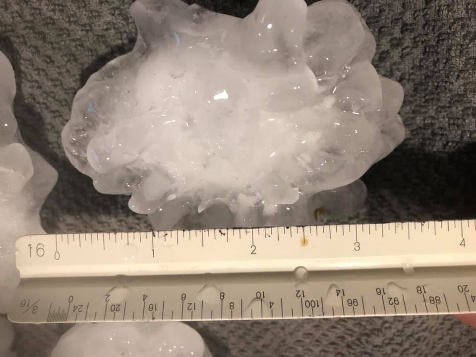 Photo of baseball size hail near Galatia, IL