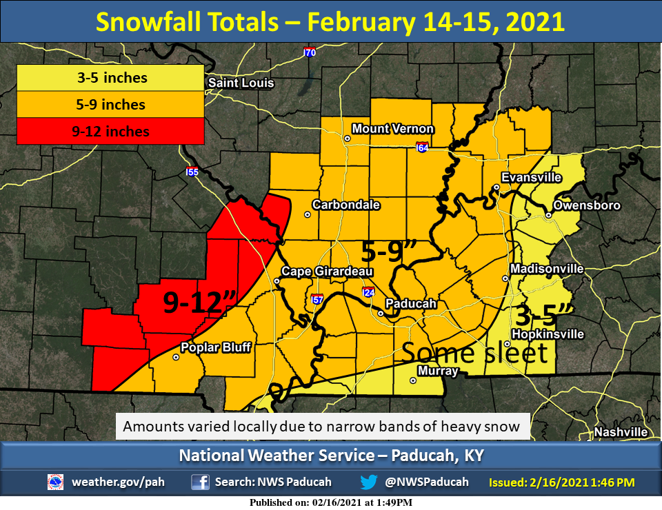 President's Day Winter Storm Totals