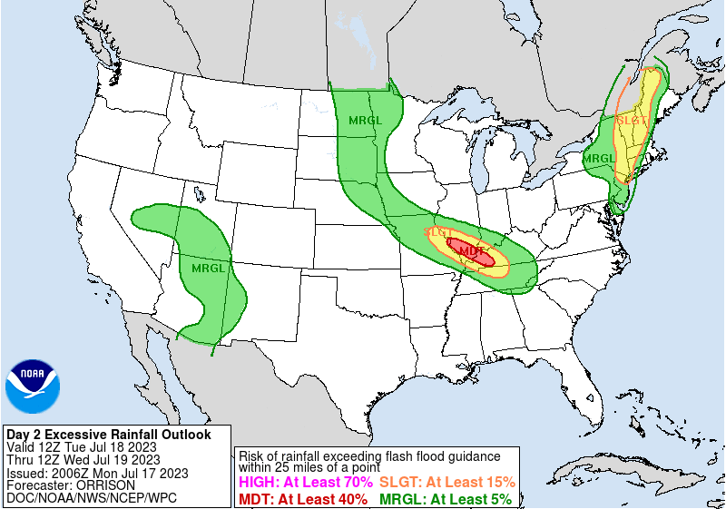 WPC Tue-Wed Day 2 Excessive Rainfall Outlook PM Update	