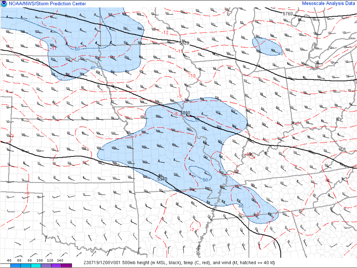 RAP 500 mb analysis at 7am CDT July 19