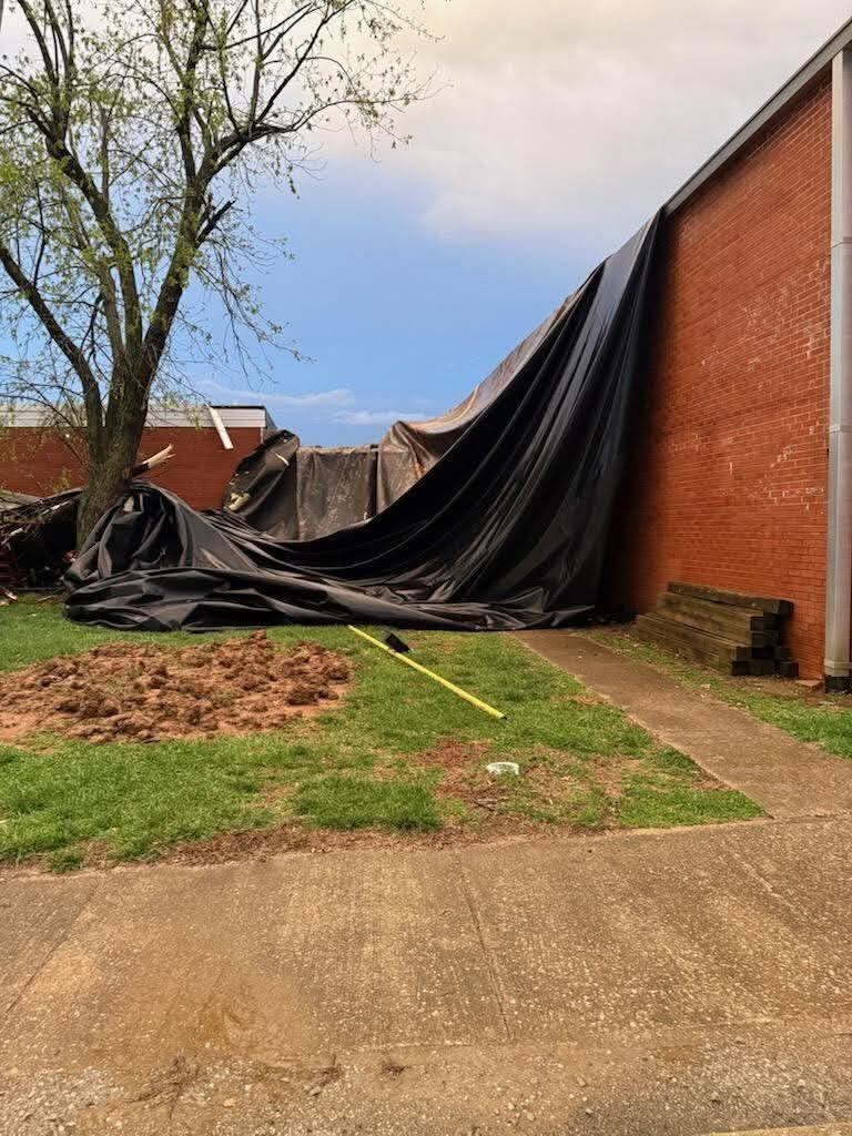 Damage to Century School in Ullin, IL, via Nick Hausen