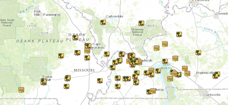 map of wind reports