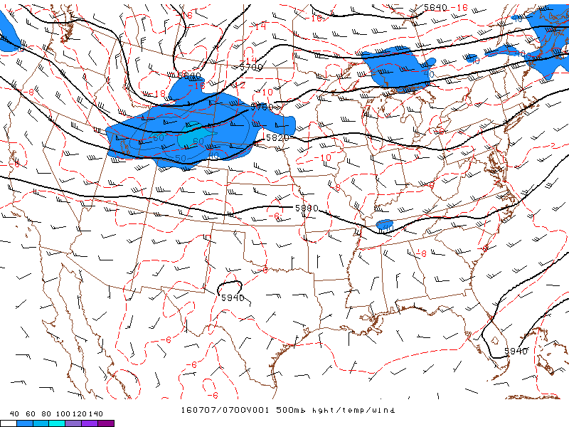 500 mb map at 2 A.M. CDT 