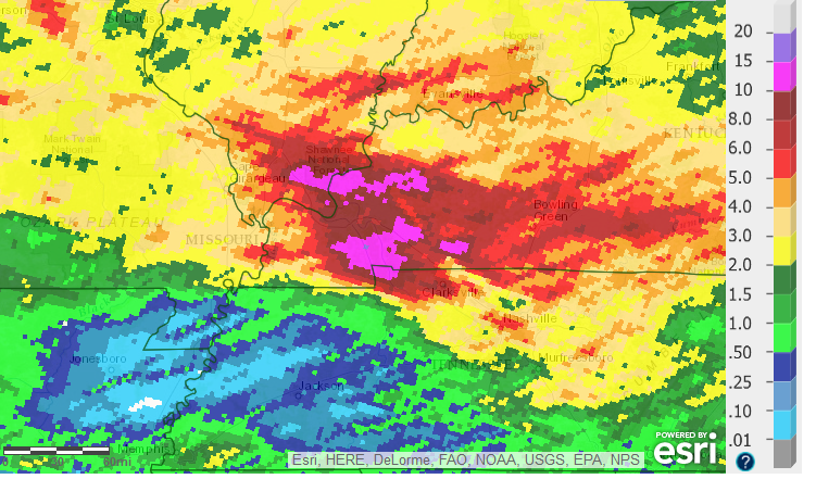 Estimated rainfall totals for July 1-7, 2016