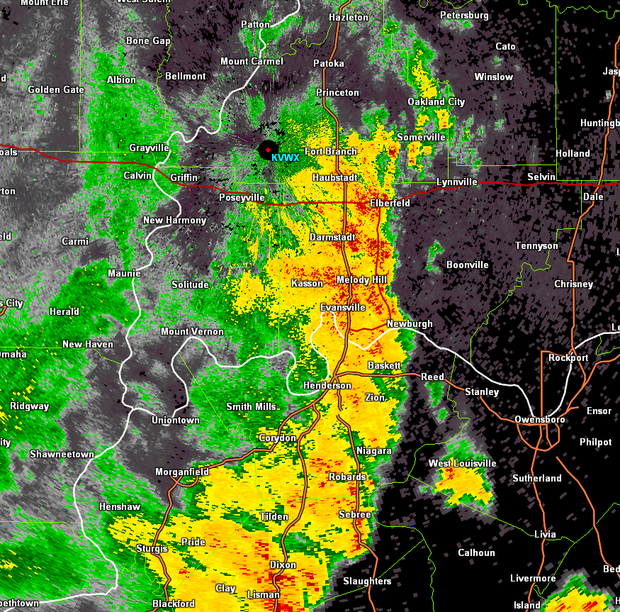Evansville radar image of reflectivity at 1:48 P.M.