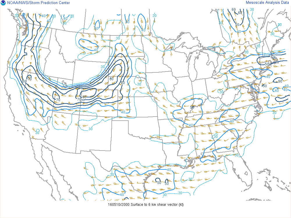 Environment 0-6 km bulk shear at 21z