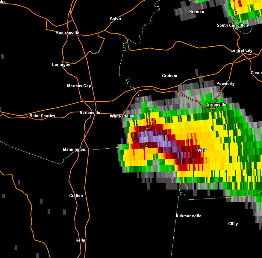 Radar image of hailstorm near Bancroft, KY