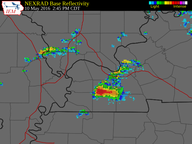 Animation of radar imagery,  focused on the Graves Co. supercell