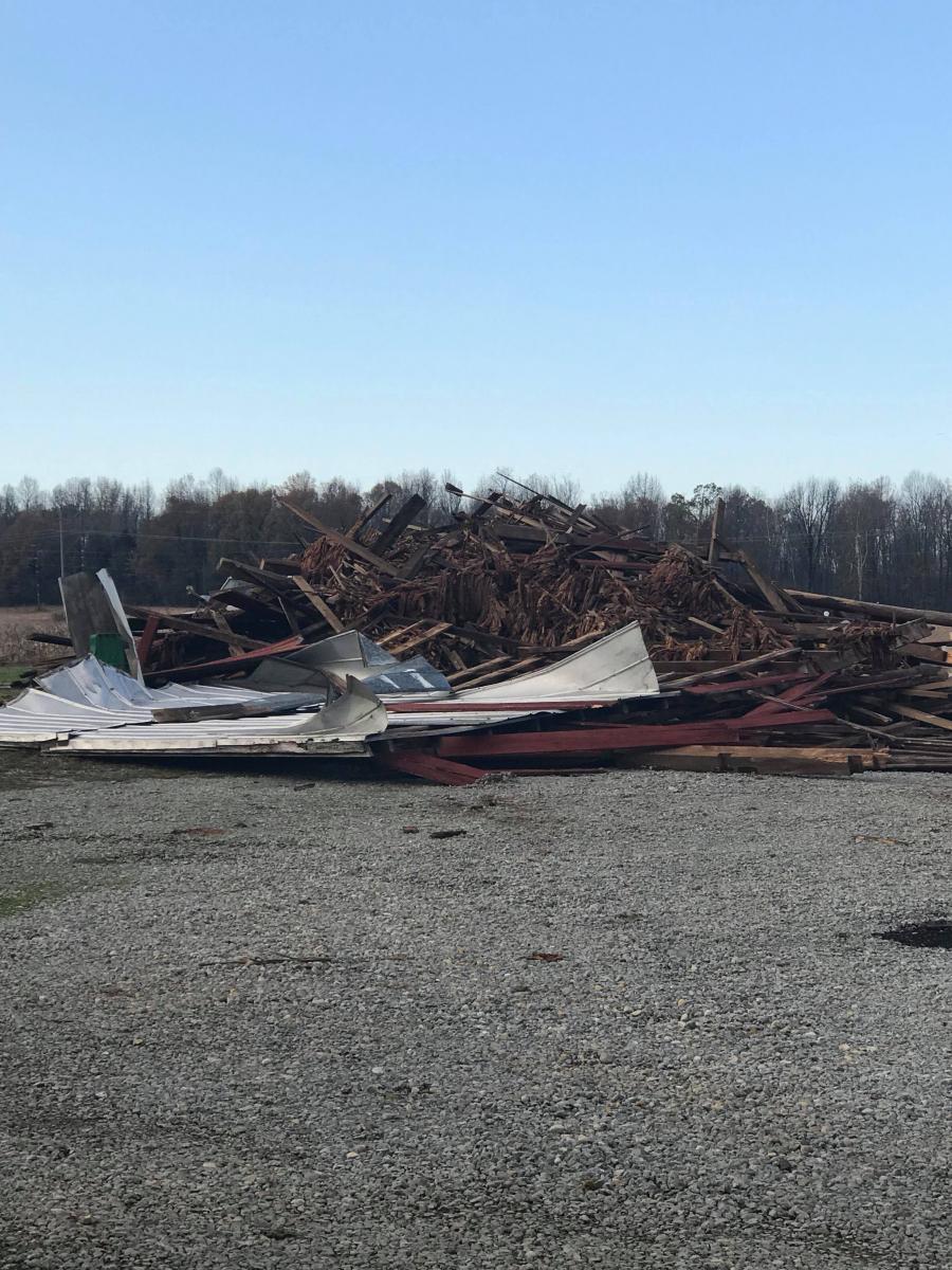 Barn destroyed in Bremen, KY (NWS photo)