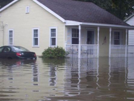 Flooded house in Evansville
