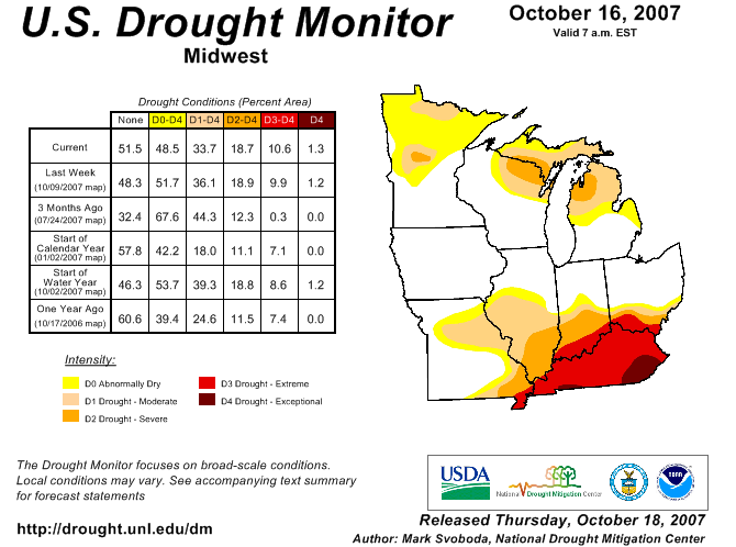 map of drought status in early fall