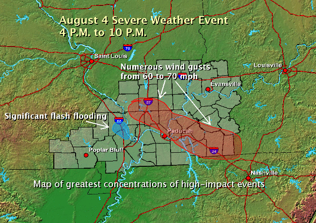 map of greatest concentration of events
