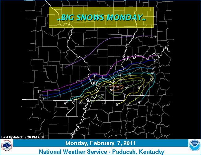 Snowfall map for Feb. 7 snowstorm