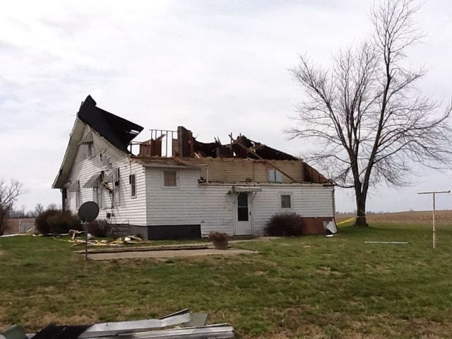 Damaged house near Corydon, KY