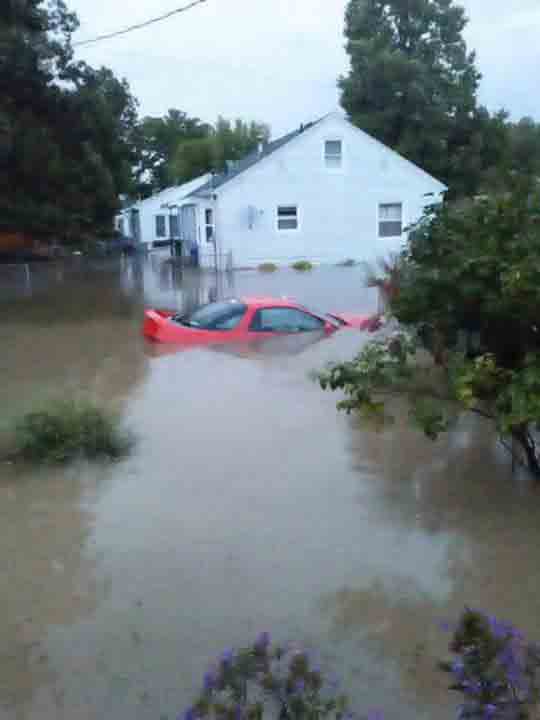 Photo of flooded neighborhood in Paducah, KY
