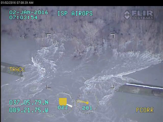 Still image of the breach in the Len Small Levee near Miller City, IL