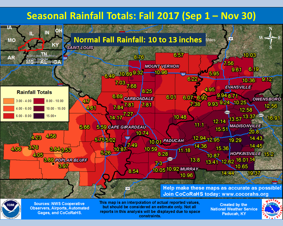 Rainfall map for Fall, 2017