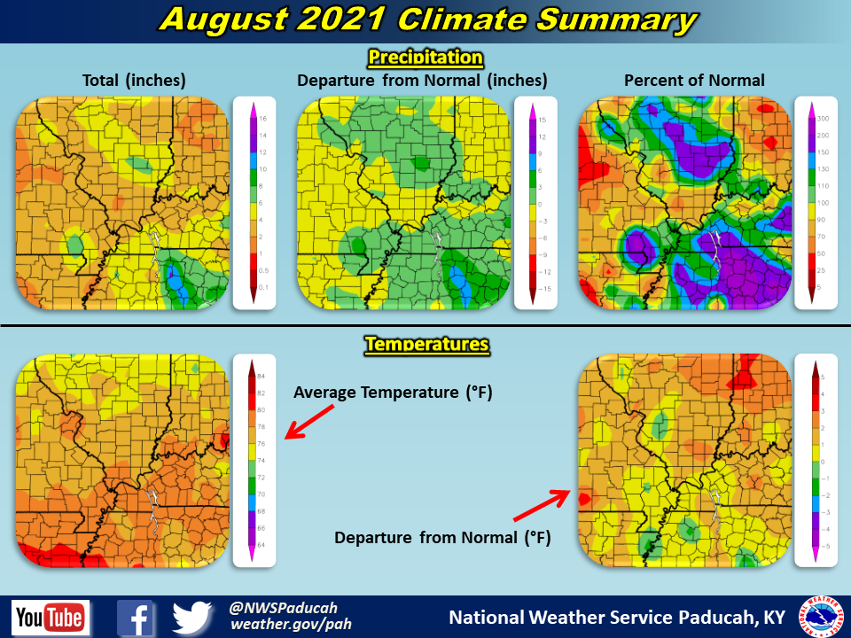 Maps of monthly precipitation, temperatures, and departures from normal