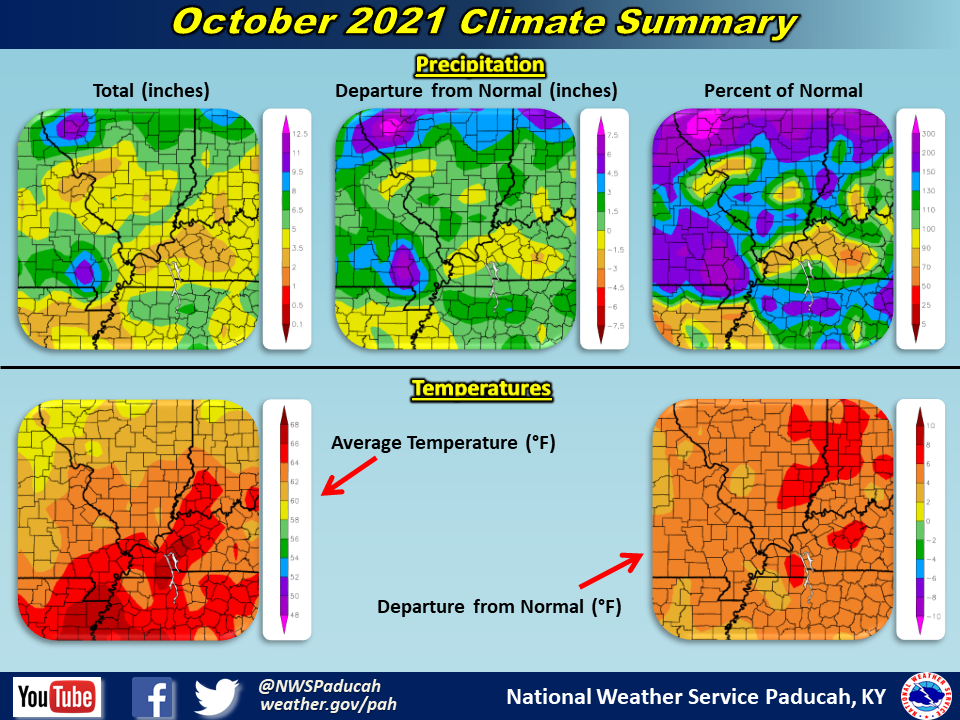 Maps of monthly precipitation, temperatures, and departures from normal