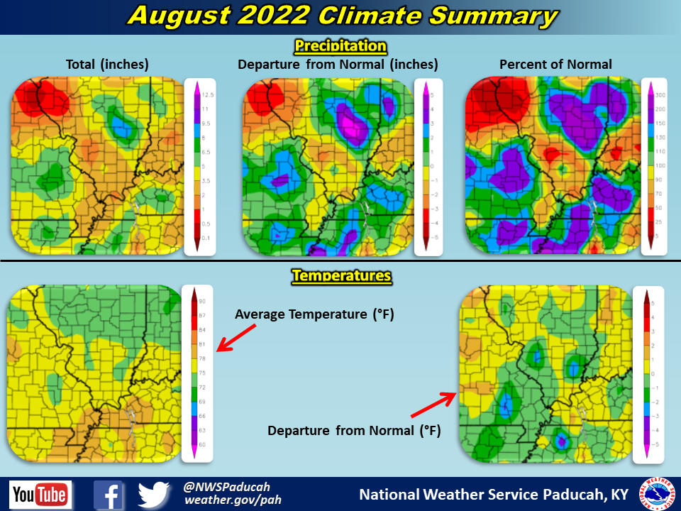 Maps of monthly precipitation, temperatures, and departures from normal