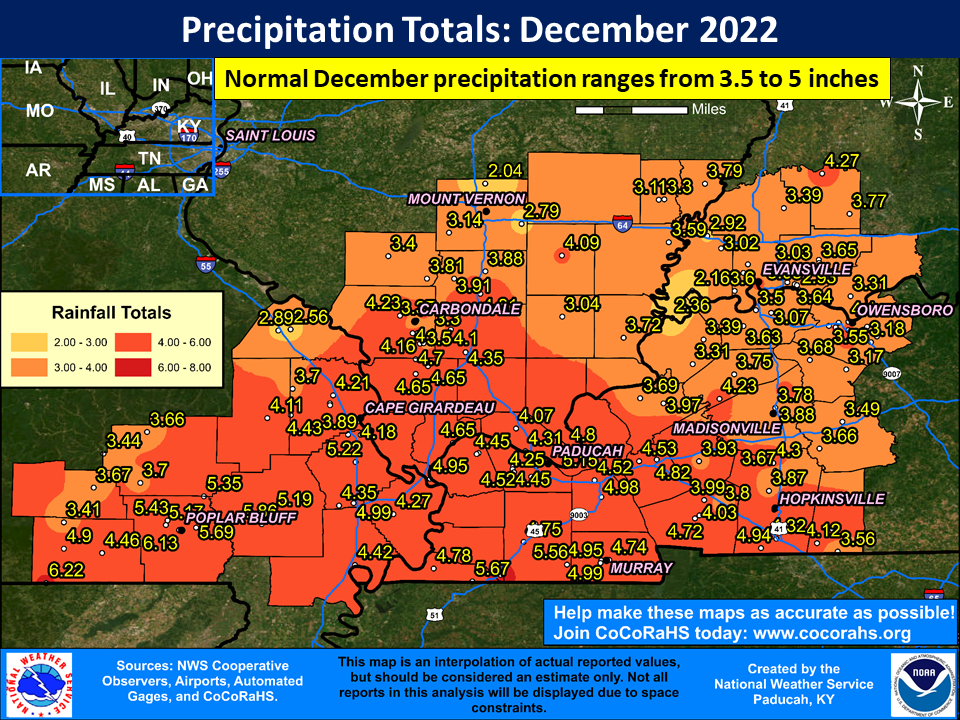 Map of monthly precipitation totals
