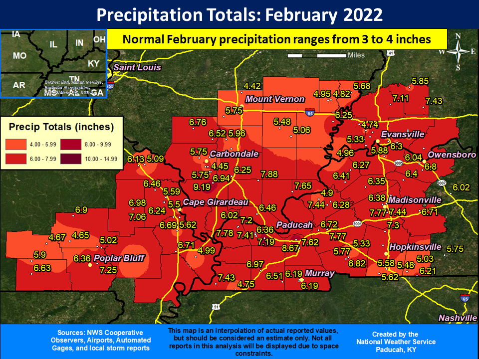 Map of monthly precipitation totals