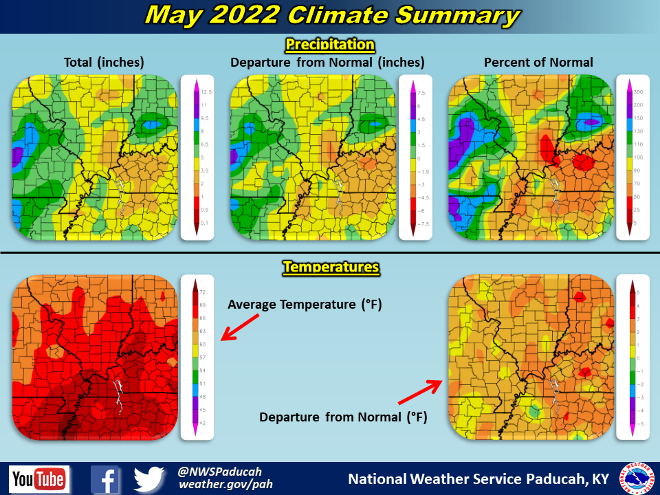 Maps of monthly precipitation, temperatures, and departures from normal