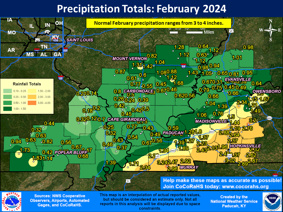 Map of monthly precipitation totals