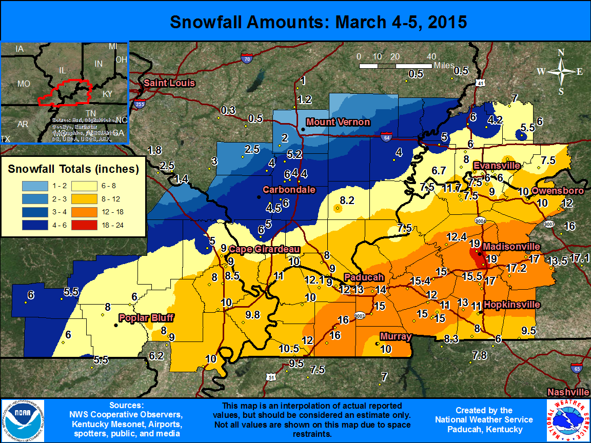 snowfall map for Mar. 4-5 storm