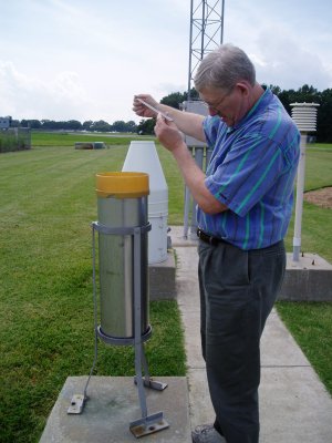 HMT David Purdy takes a measurement