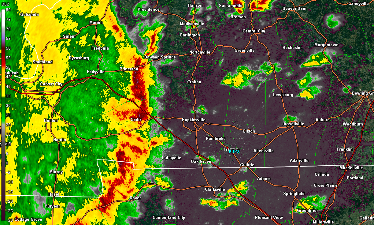 Radar Image around the time of the EF0 tornado