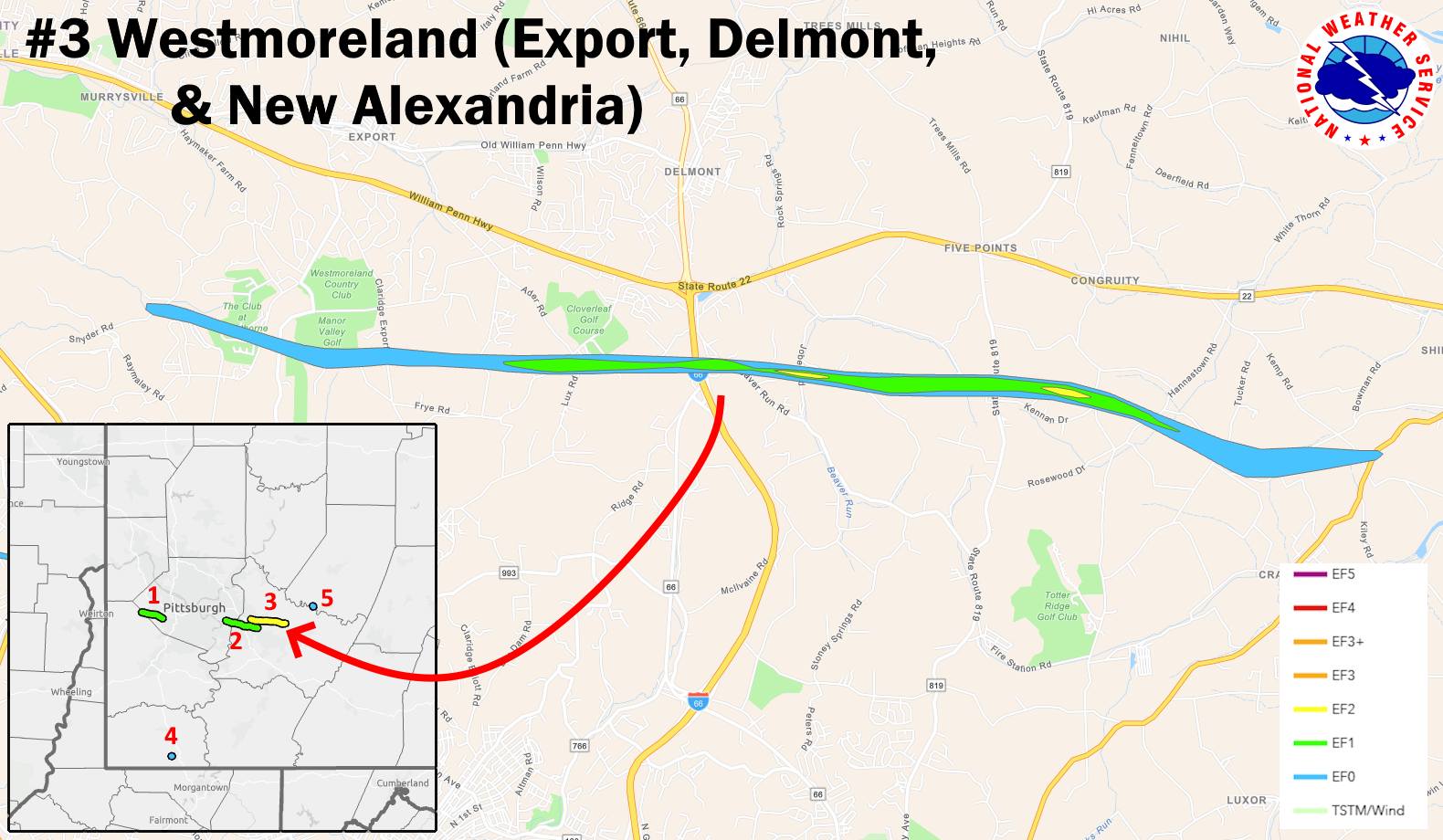 Image of 3rd confirmed tornado in Westmoreland County