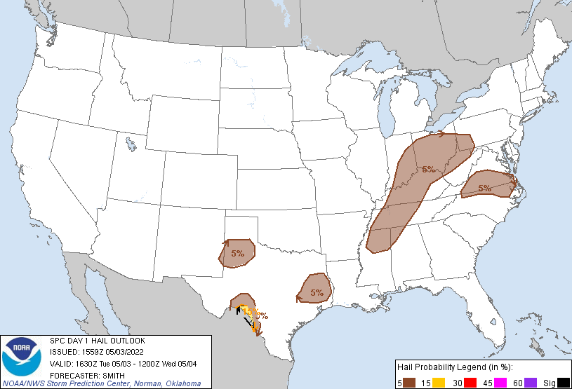 SPC Day 1 Hail Outlook
