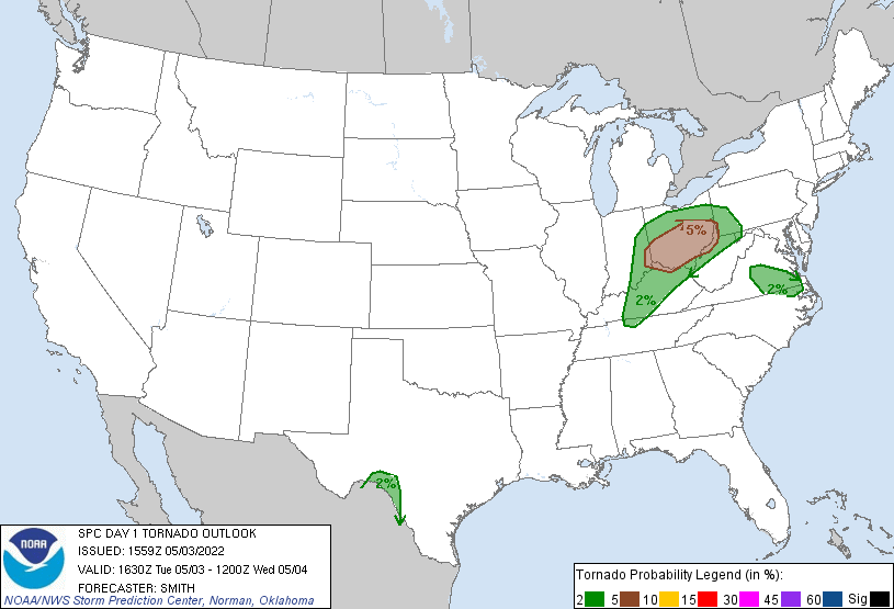 SPC Day 1 Tornado Outlook