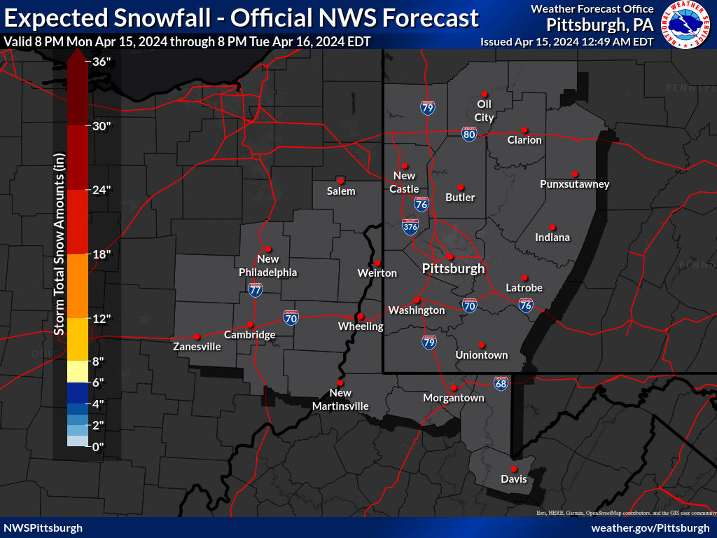 Expected Snowfall - Official NWS Forecast