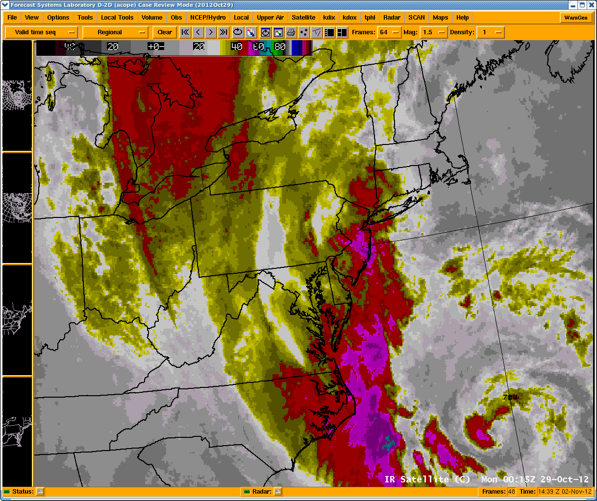 Radar IR Imagery, October 29, 2012