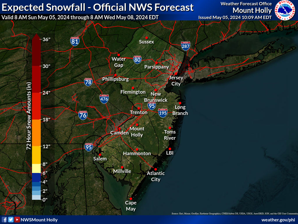 Expected Snowfall - Official NWS Forecast