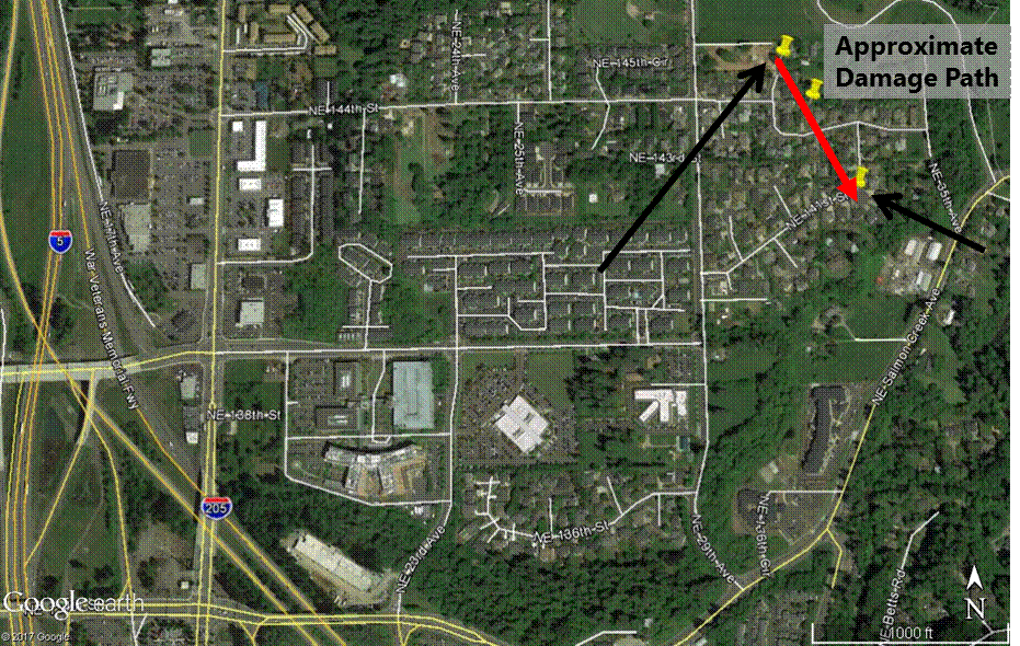 Mt Vista Tornado Damage Path