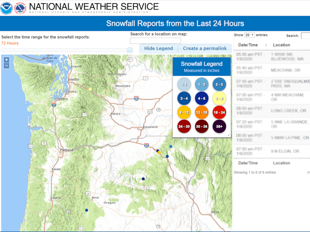 Latest snow report
