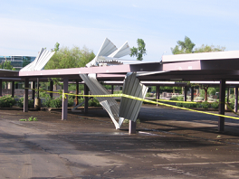 This covered parking was no match for the strong winds.